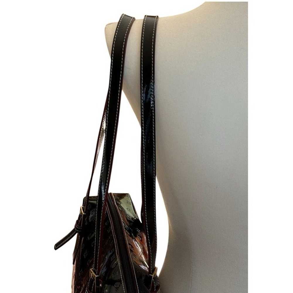 Arcadia Black Patent Leather Double Handle Satche… - image 7