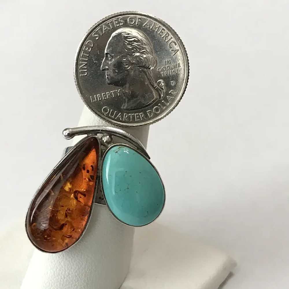 POLAND Sterling Silver Baltic Amber and Turquoise… - image 11