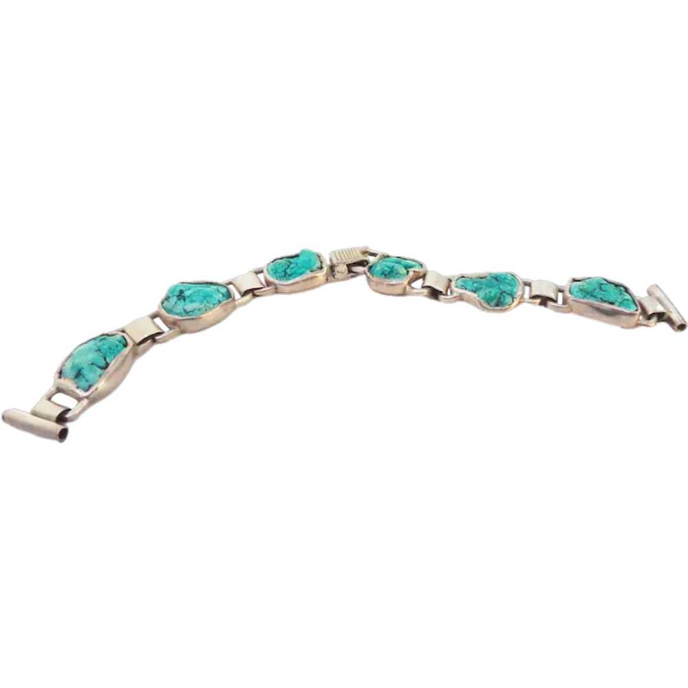 Turquoise and Sterling Bracelet for Watch or Stan… - image 1