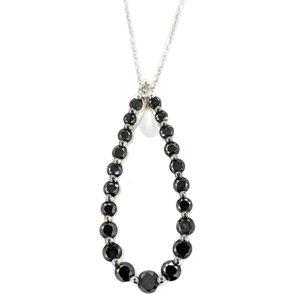 Black Diamond Drop Pendant in 14k White Gold - image 1