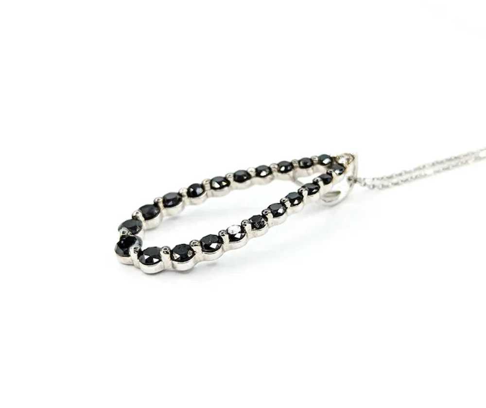 Black Diamond Drop Pendant in 14k White Gold - image 6