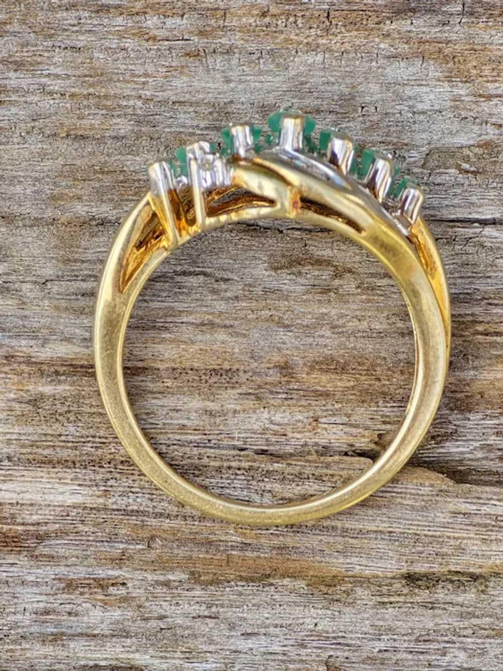 Estate 7 Marquise Natural Emerald 10k Gold Cockta… - image 10