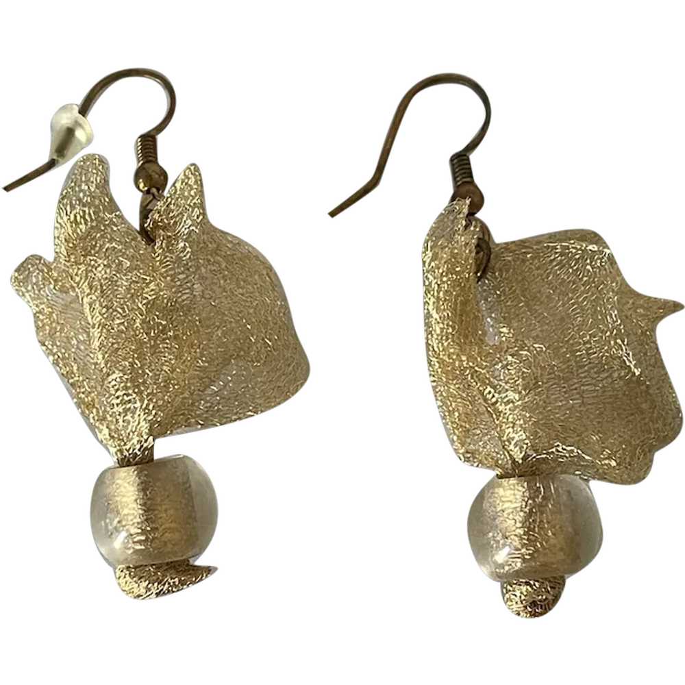 Jewelry Earrings Italian Venetian Gild Tone Earri… - image 1