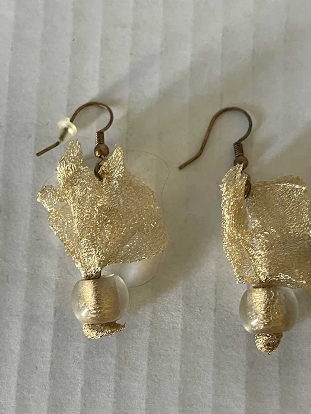 Jewelry Earrings Italian Venetian Gild Tone Earri… - image 2