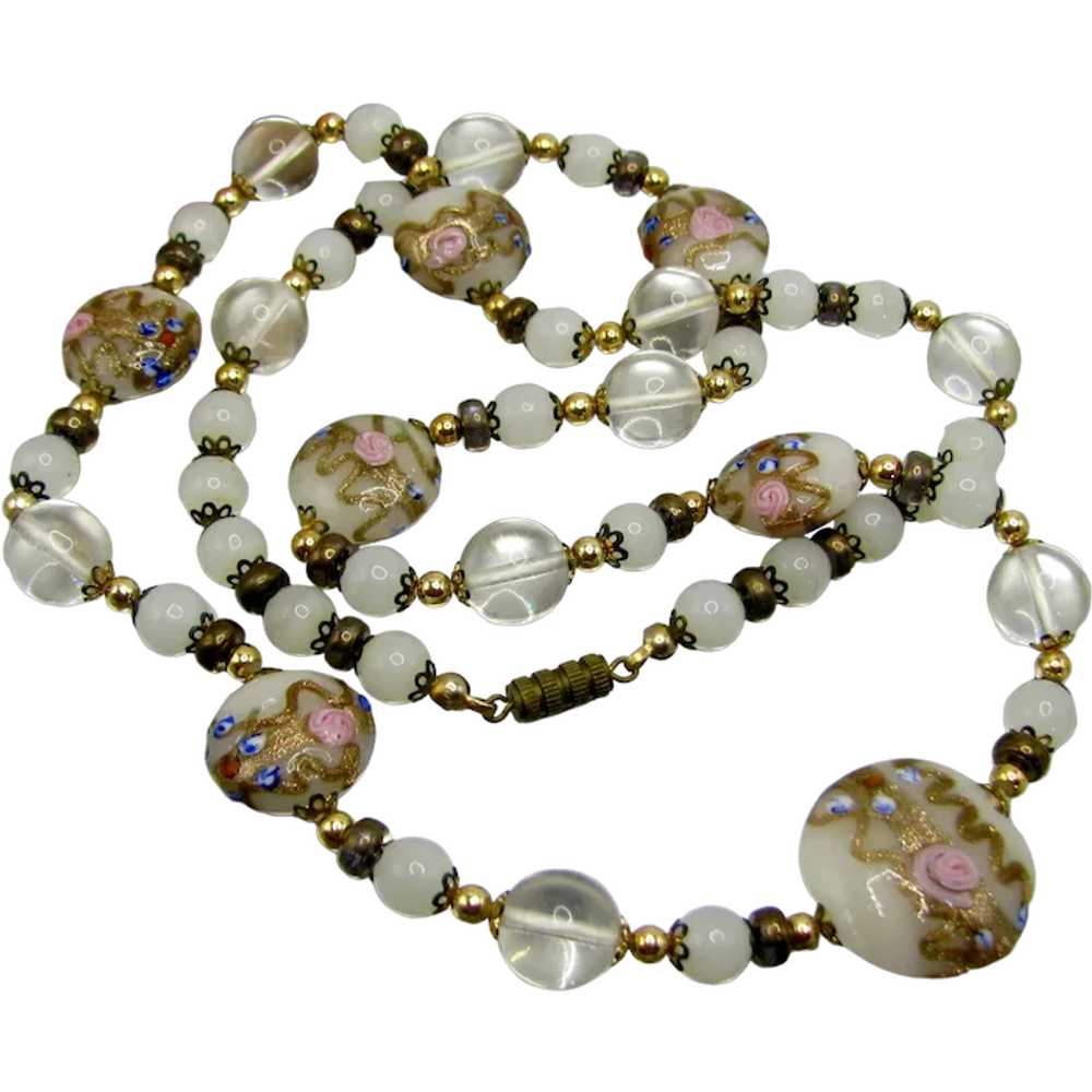 Fab Venetian Wedding Cake Bead Necklace - image 1