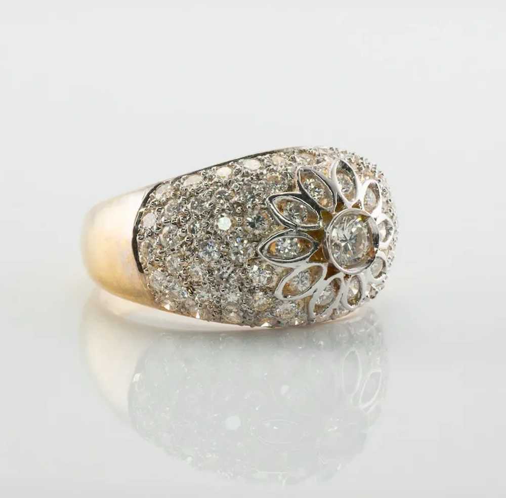 Natural Diamond Ring 18K Gold Band Vintage Estate… - image 2