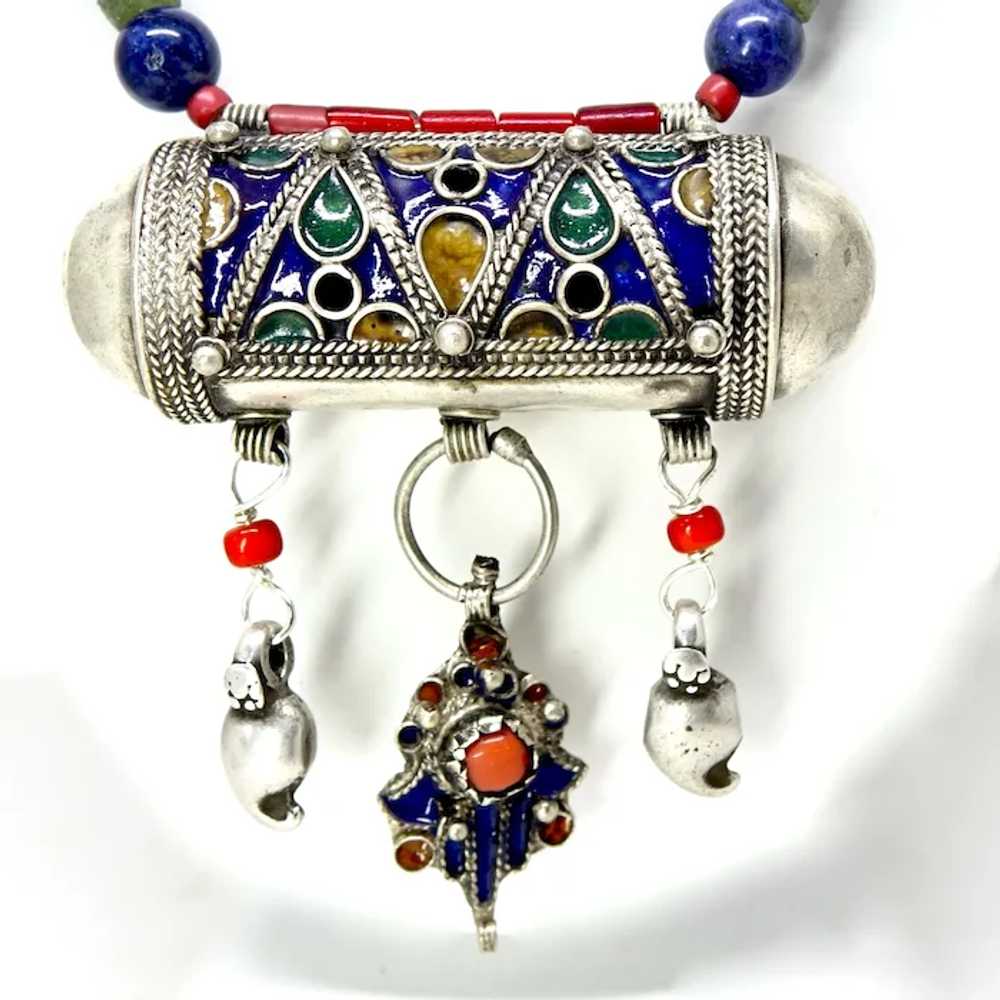 Moroccan Berber Enamel Silver Prayer Box Tribal N… - image 2