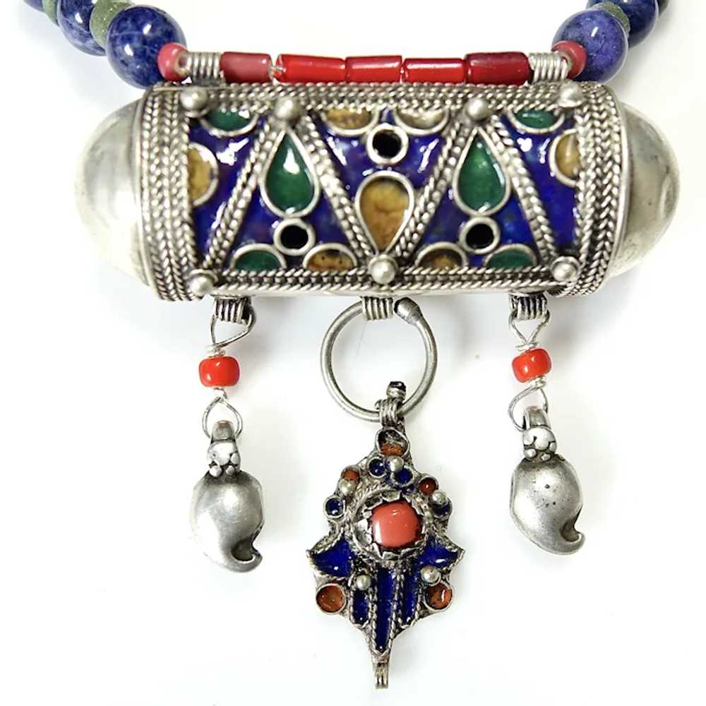 Moroccan Berber Enamel Silver Prayer Box Tribal N… - image 7