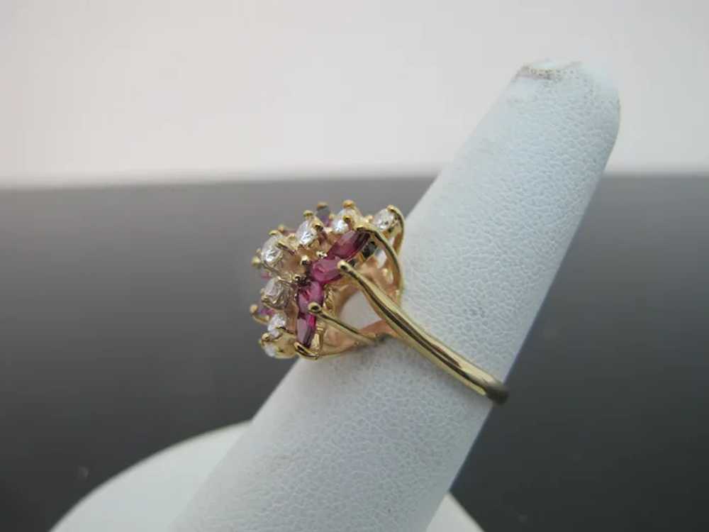 Marquise RUBY & DIAMOND Spray 14k Yellow Gold Coc… - image 3