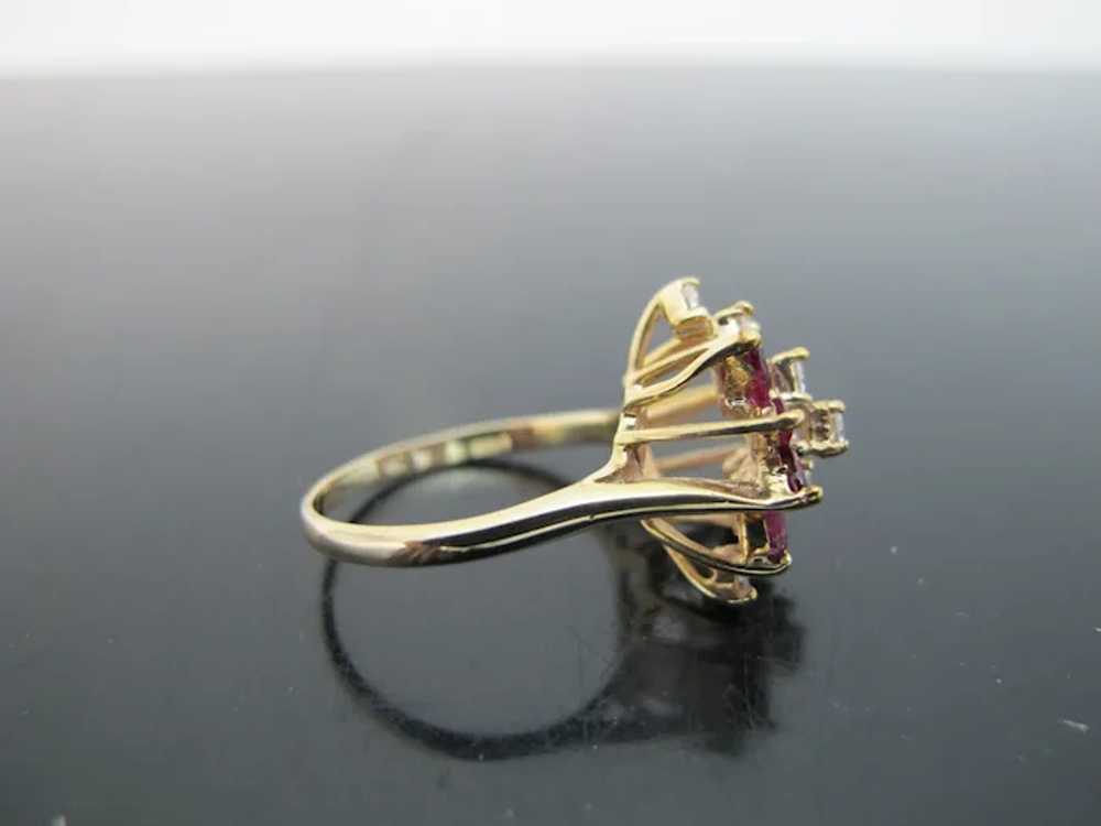 Marquise RUBY & DIAMOND Spray 14k Yellow Gold Coc… - image 5