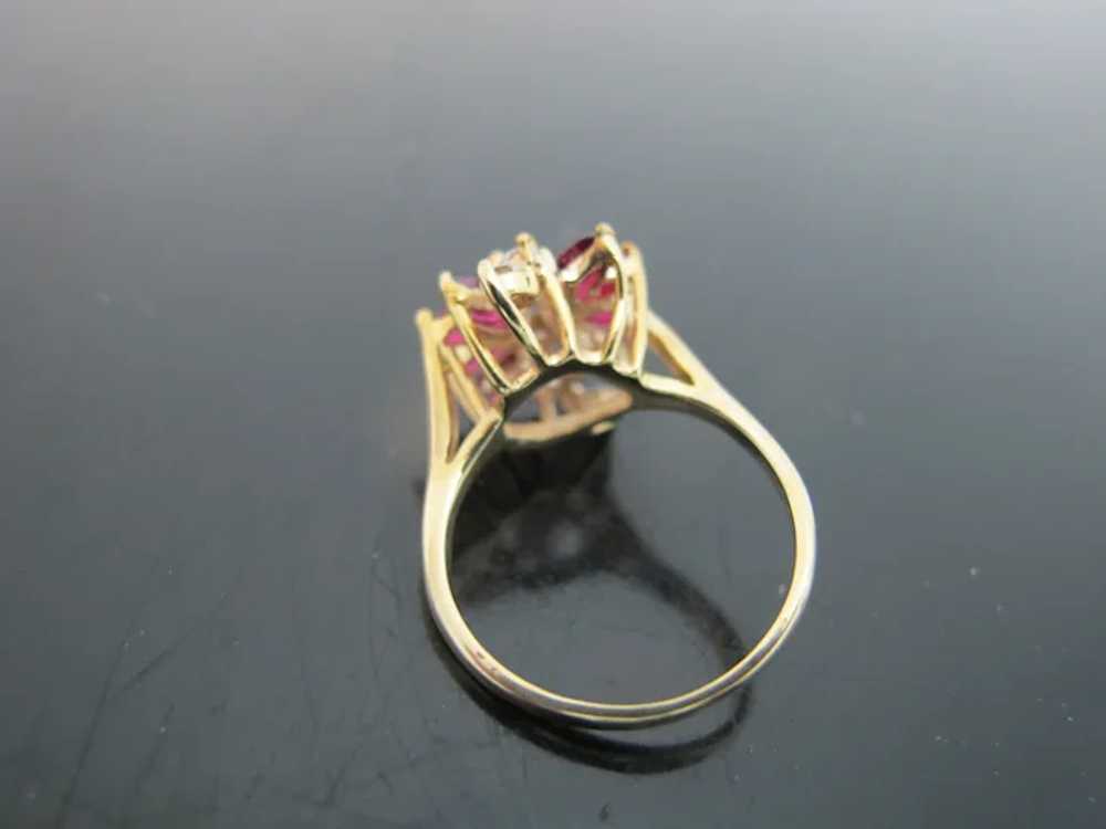 Marquise RUBY & DIAMOND Spray 14k Yellow Gold Coc… - image 6