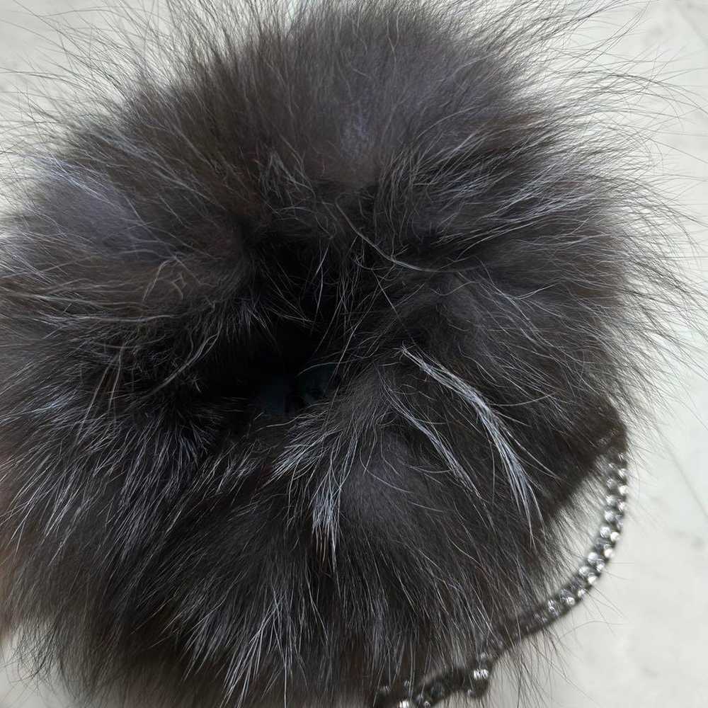 Real fur fox fur shoulder bag muff clutch with ch… - image 4