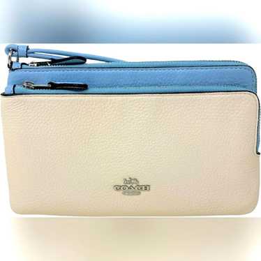 COACH Designer Contrast Double Zip Wristlet Clutch