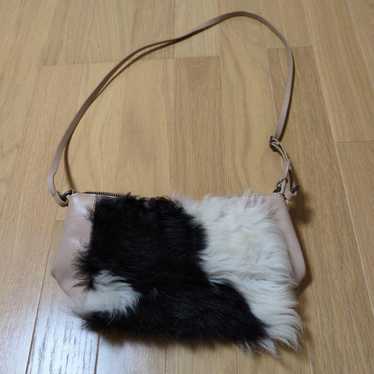 Iapapione Fur-Trimmed Shoulder Bag Beige/Black/Wh… - image 1