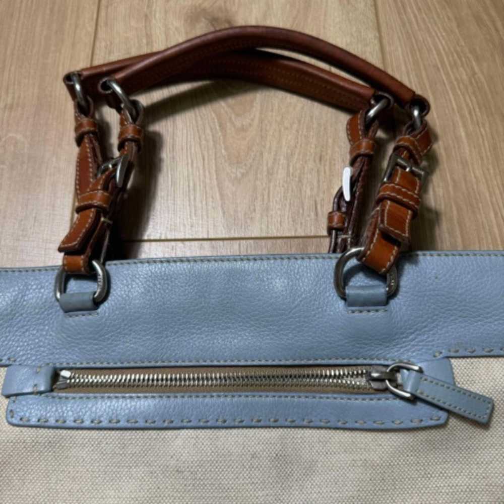 Authentic PRADA Canvas Blue/ Cream Tote - image 3