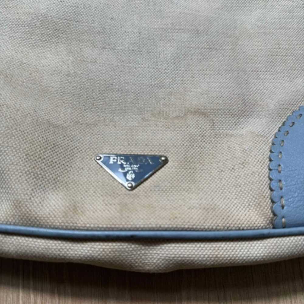 Authentic PRADA Canvas Blue/ Cream Tote - image 4