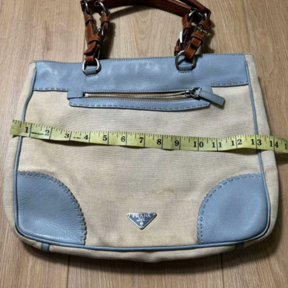 Authentic PRADA Canvas Blue/ Cream Tote - image 8