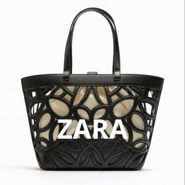 ZARA Leather Cutwork Tote Bag