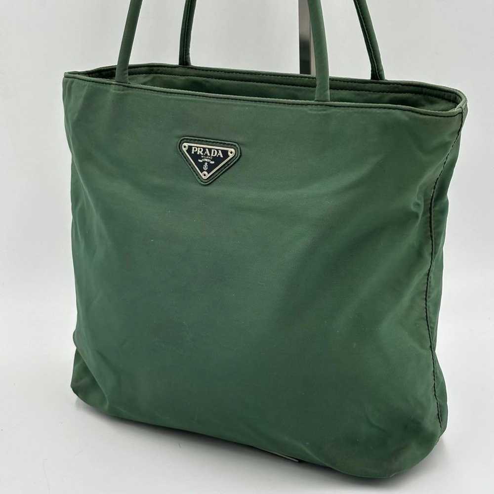 PRADA Tesuto Nylon Tote Bag Hand Bag Green - image 1