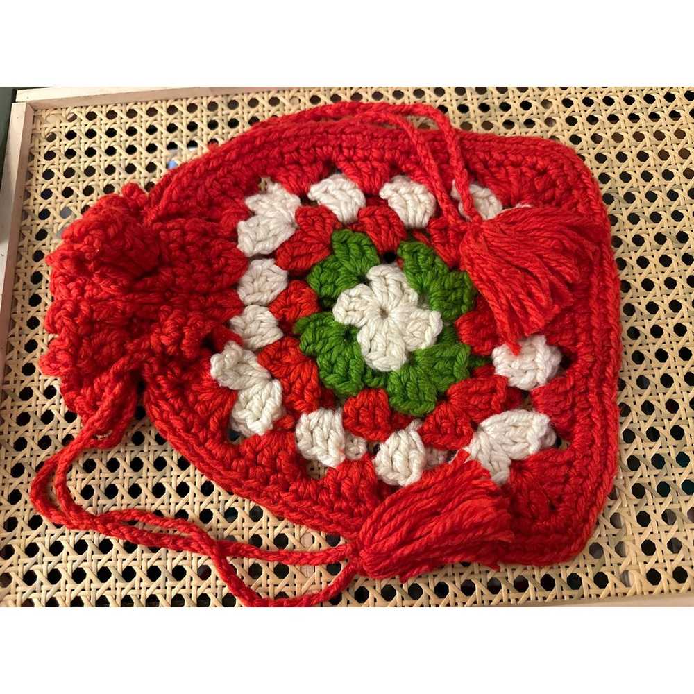 Vintage Hobo Boho Purse Bag Crocheted Drawstring … - image 5