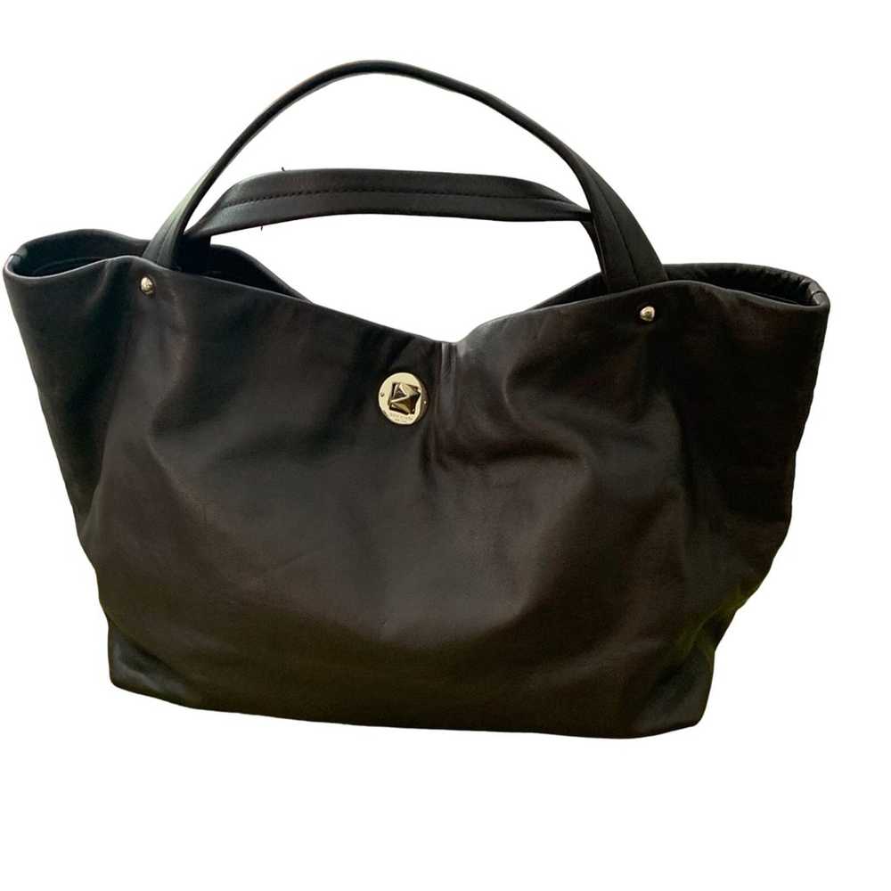 EUC chocolate brown Kate Spade leather hand tote - image 1