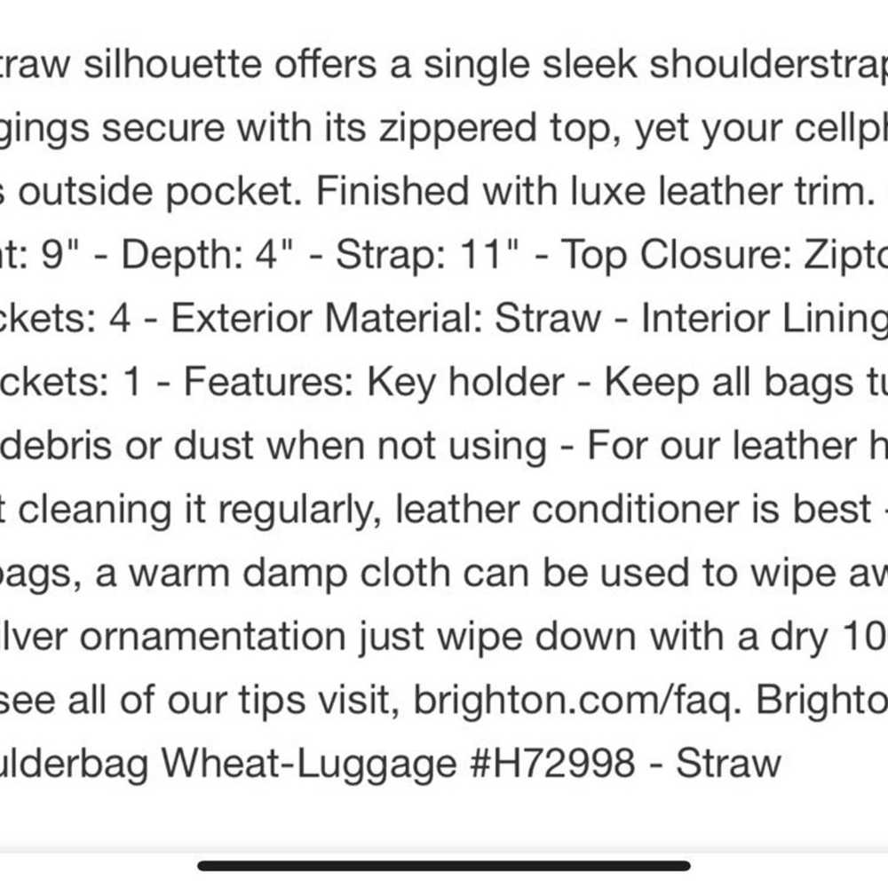 Brighton Shelby Straw Shoulder Bag / Tote Wheat B… - image 9