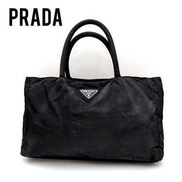 Prada Triangle Logo Tote Bag Nylon Triangle Tessut