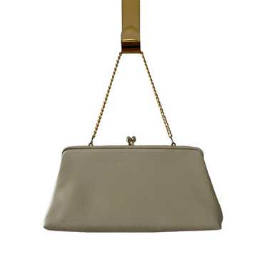 Vintage 60s beige structured shoulder bag with ch… - image 1