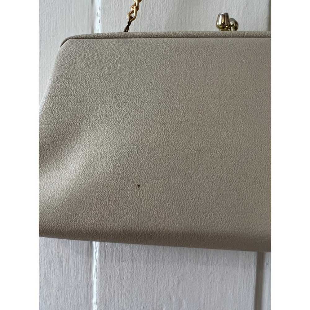 Vintage 60s beige structured shoulder bag with ch… - image 3