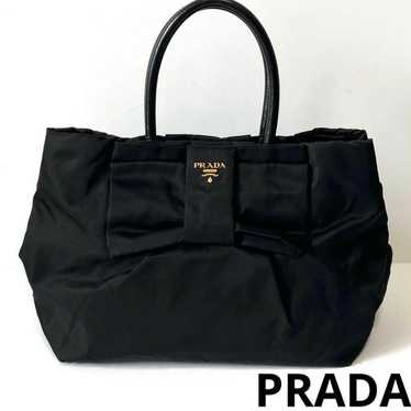 PRADA Black Tote Bag with Ribbon