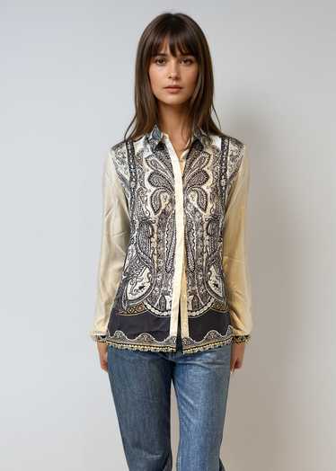 Etro Black And White Paisley Button Down