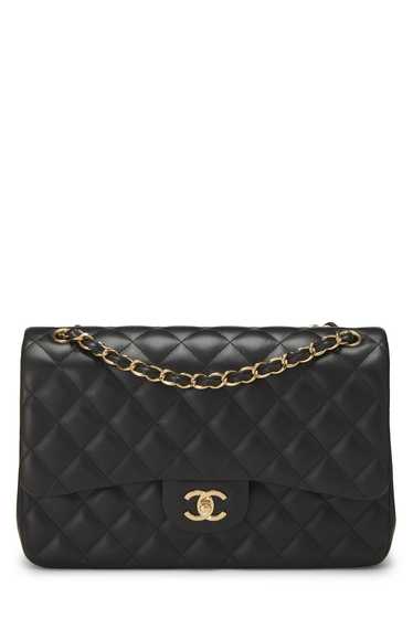 Black Quilted Lambskin New Classic Double Flap Jum