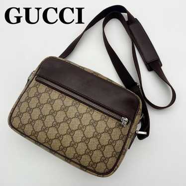 GUCCI Shoulder Bag GG Pattern GG Supreme PVC × Lea