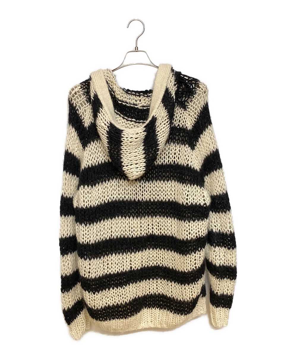 Saint Laurent Paris Striped Mohair Knit Hoodie / … - image 2