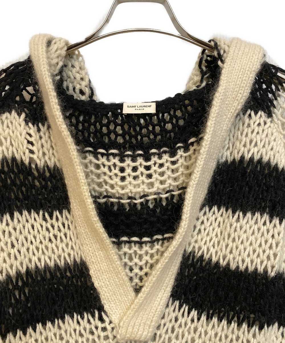 Saint Laurent Paris Striped Mohair Knit Hoodie / … - image 3