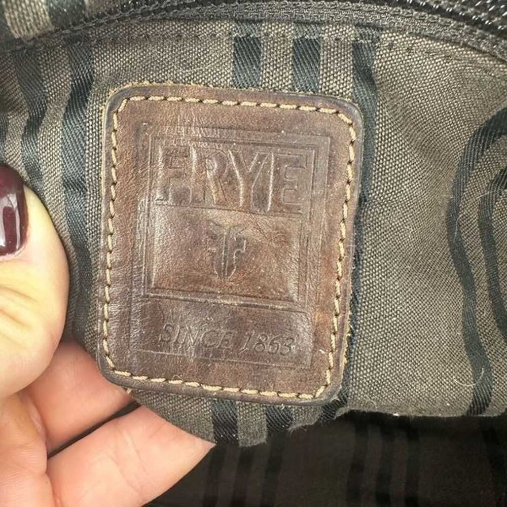 Vintage Frye Satchel Bag Woven Thick Leather Pock… - image 11