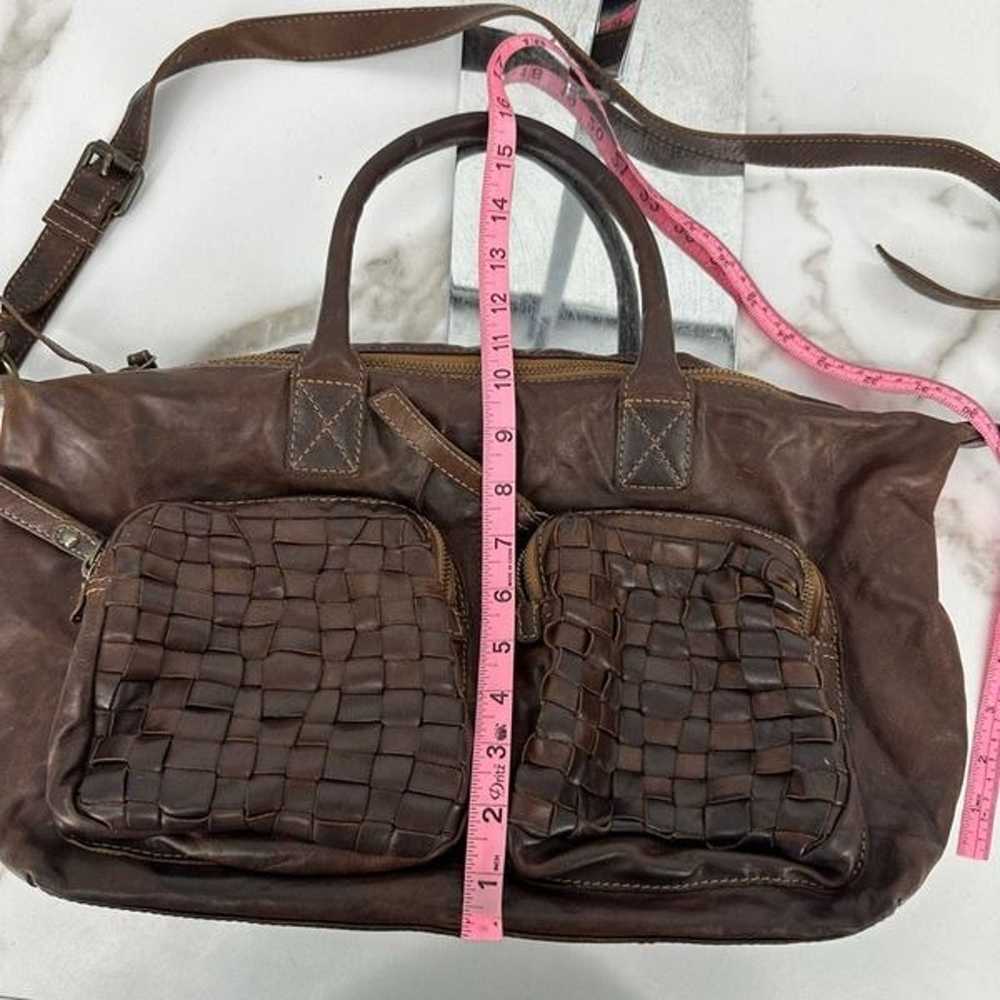 Vintage Frye Satchel Bag Woven Thick Leather Pock… - image 6