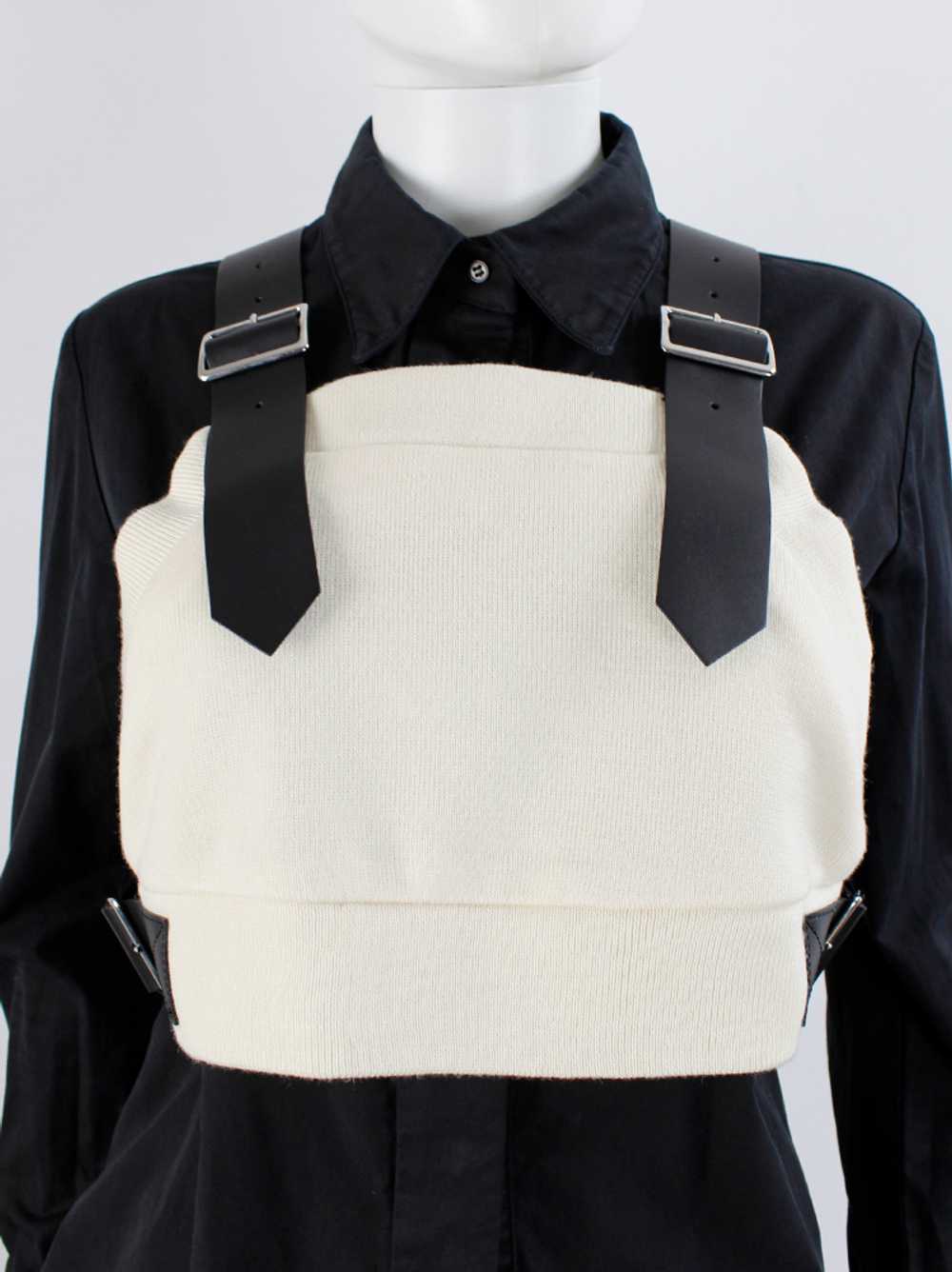 Noir Kei Ninomiya cream wool harness with black l… - image 3