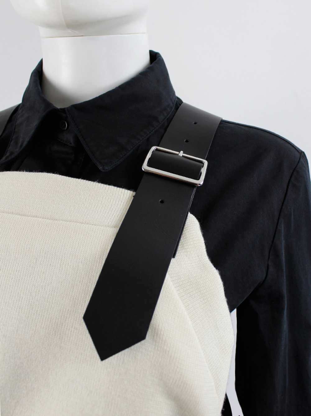 Noir Kei Ninomiya cream wool harness with black l… - image 4