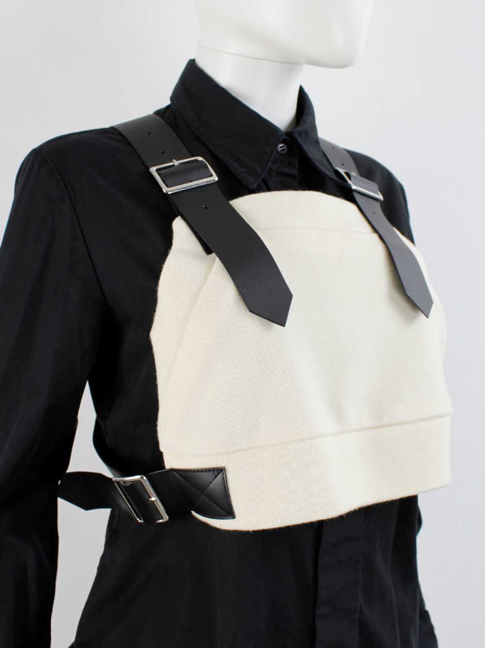 Noir Kei Ninomiya cream wool harness with black l… - image 6