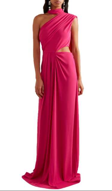 Product Details Saloni Pink Draped Maxi One-Should