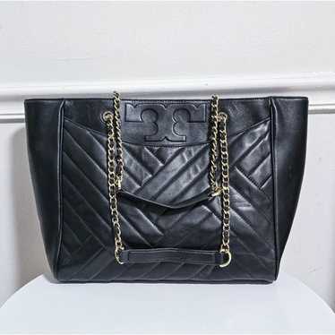 Tory Burch Alexa flat black lamb leather quilted t