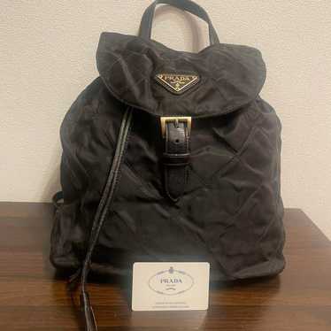 【With G Card】PRADA Black Quilted Backpack