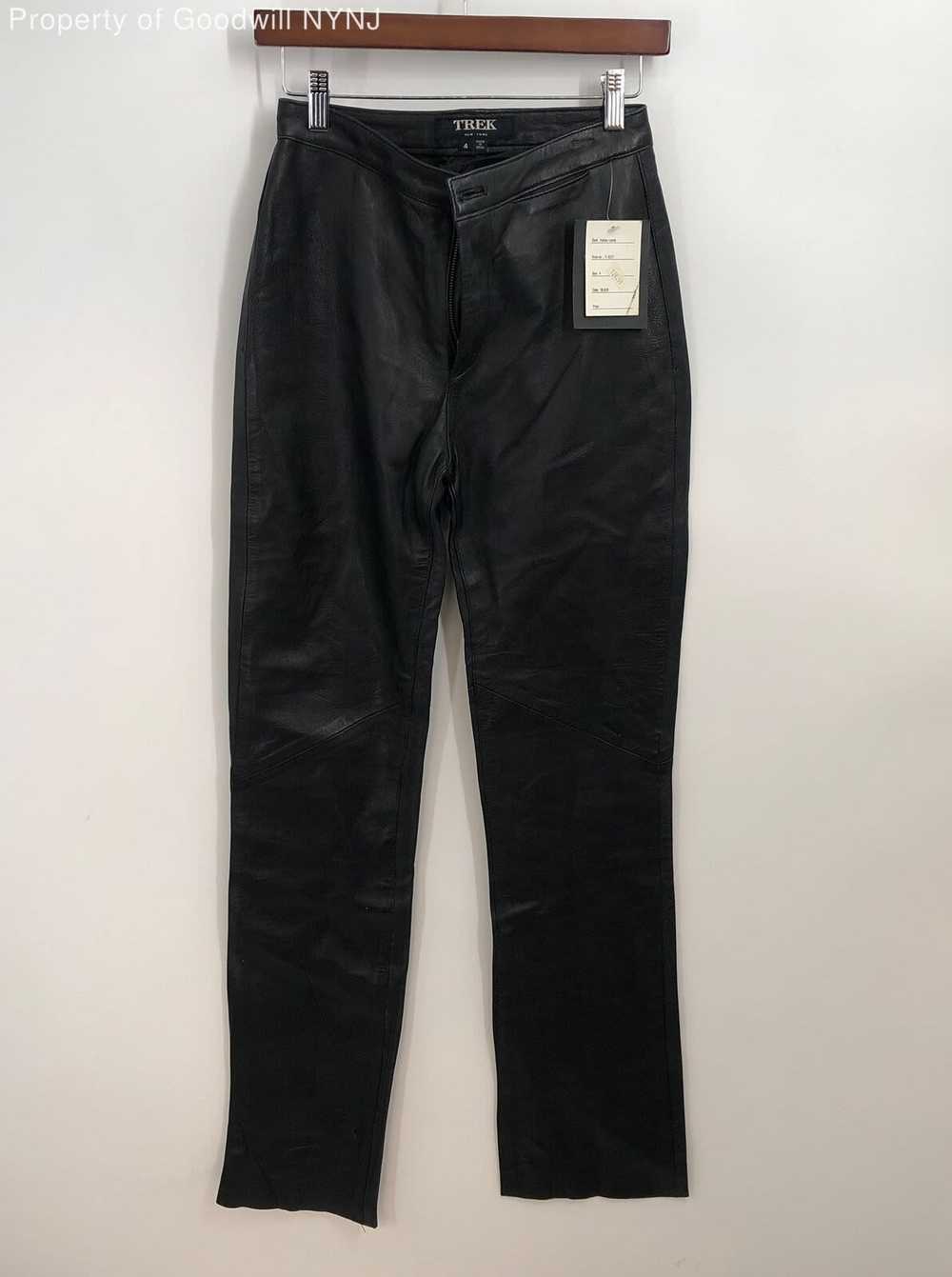 Terk Women's Black Leather Pants Size 4 - image 1