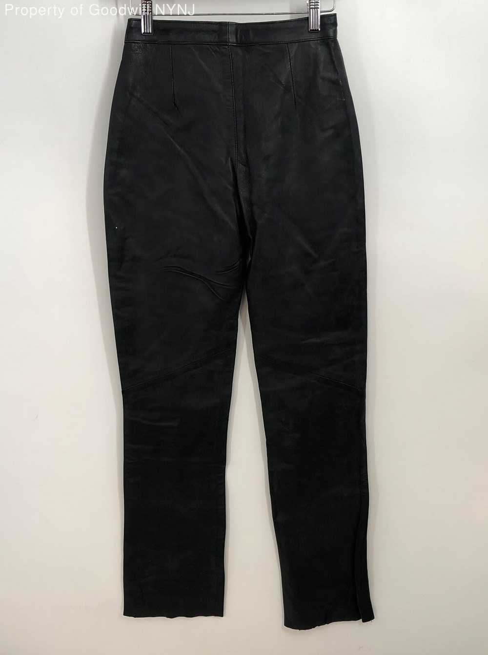 Terk Women's Black Leather Pants Size 4 - image 4