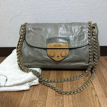 PRADA Chain Shoulder Bag Leather