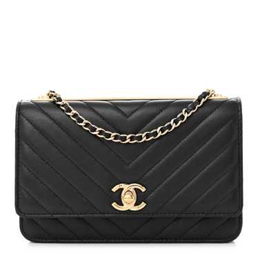 CHANEL Lambskin Chevron Quilted Trendy CC Wallet … - image 1