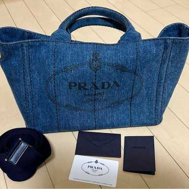 PRADA Kanapa Denim 2-Way Shoulder Bag Denim - image 1