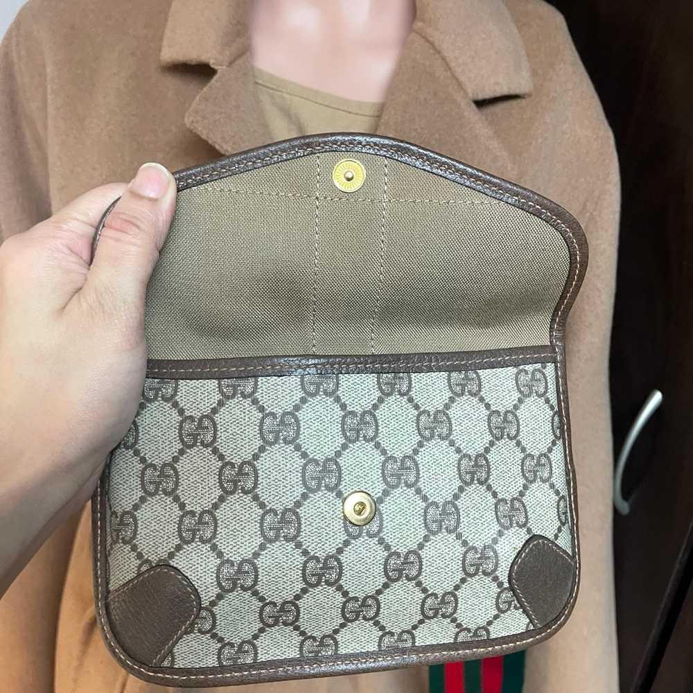 Authentic Gucci vintage web sherry line clutch cr… - image 10