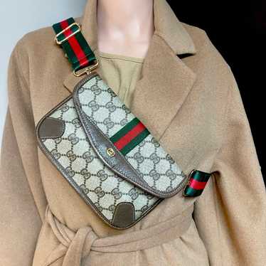 Authentic Gucci vintage web sherry line clutch cr… - image 1